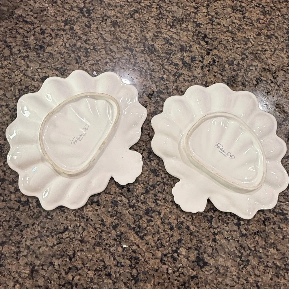 Portfolio White Ceramic Scallop Shell Plates Set‎ of 2 Coastal Nautical Decor